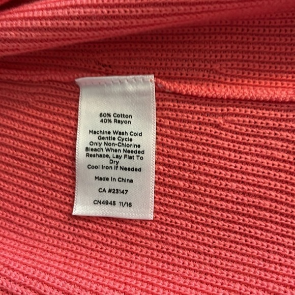 NWOT Talbots Women’s Coral Cardigan With Side Zippers Size Large - Picture 5 of 7